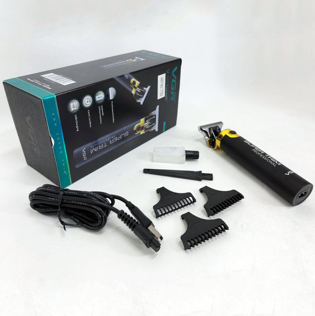 Машинка для стрижки VGR V-082 аккумуляторная беспроводная профессиональная + 3 насадки триммер для волос