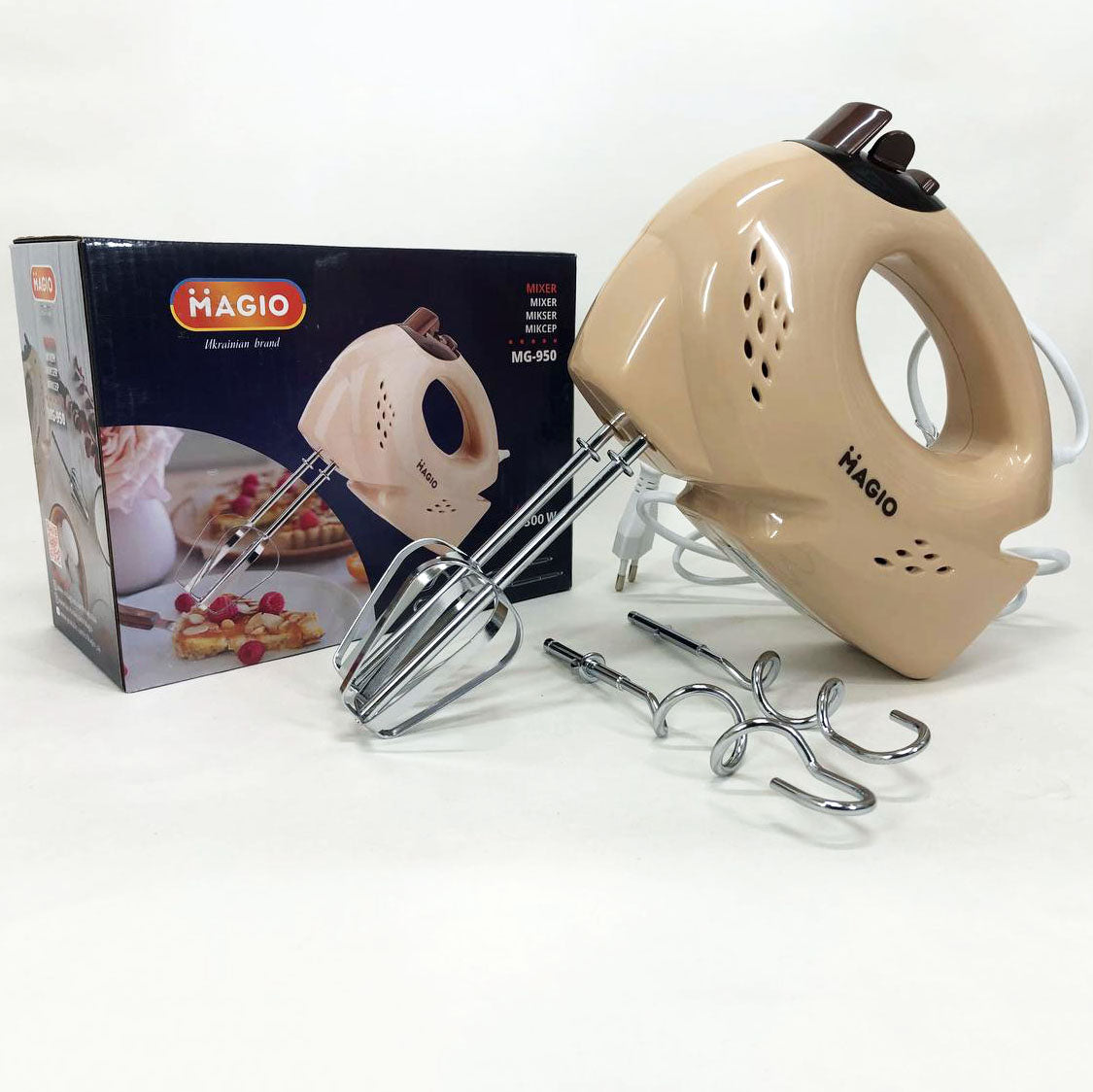 Миксер MAGIO MG-950, двухвенчиковый миксер, хороший миксер, лучший ручной миксер, ручной миксер для кухни