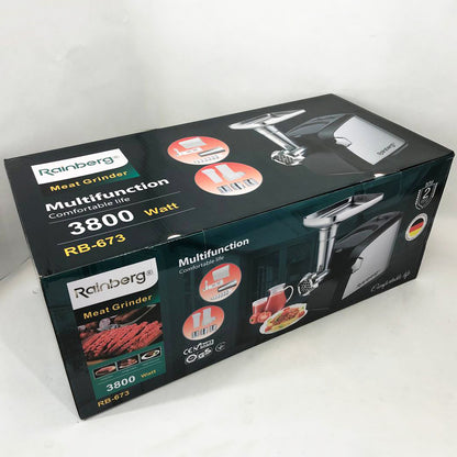 Электрическая мясорубка Rainberg RB-673 с соковыжималкой и шинковкой 9 насадок 3000W с реверсом