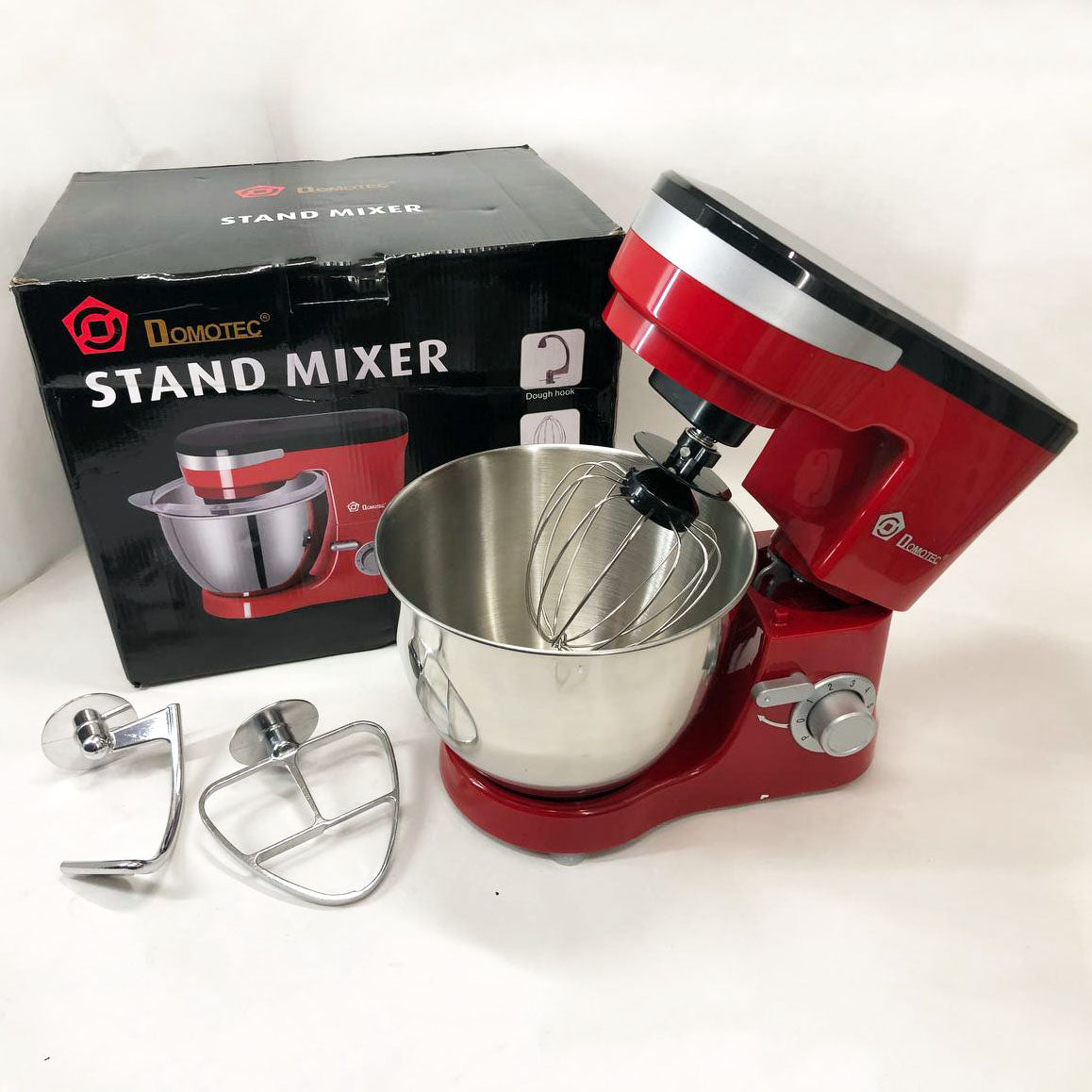 Миксер-тестомес планетарный Domotec MS-1368 на 6 скоростей 3 насадки чаша 4 л 1500 W