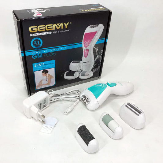 Эпилятор Gemei GM-7006 4в1 - Профеcсиональный беспроводной эпилятор бритва с насадками триммер + пемза