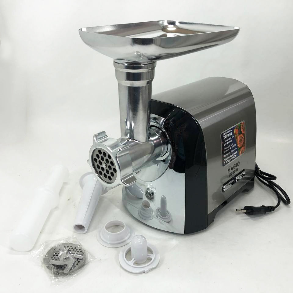 Мясорубка Magio MG-269, 2400 W, мясорубка электрическая металл, мясорубка с металлическим редуктором