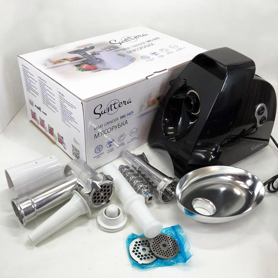 Мясорубка Suntera SMG-5425B, электрическая мясорубка с насадками, электромясорубка для шинковки