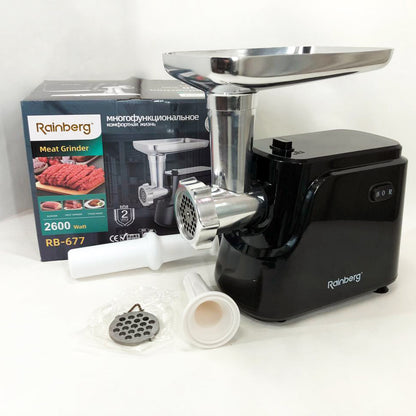 Электрическая мясорубка Rainberg RB-677 2600 Вт с насадкой для колбас, мясорубка с металлическим редуктором