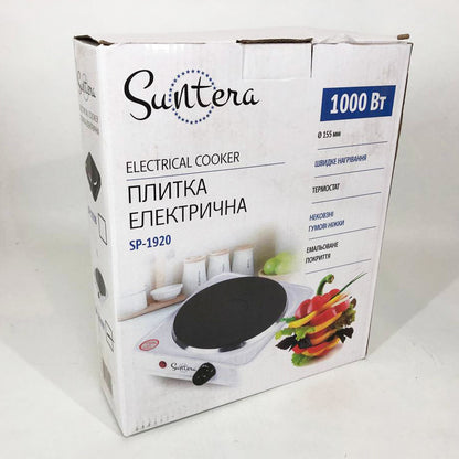 Плита электрическая Suntera SP-1920, электроплита настольная одноконфорочная. Цвет: белый