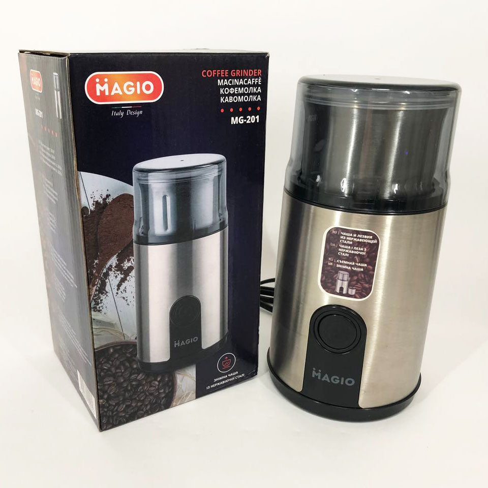 Кофемолка MAGIO MG-201 200 Вт, машинка для помола кофе, кофемолка мини, электрическая кофемолка для турки