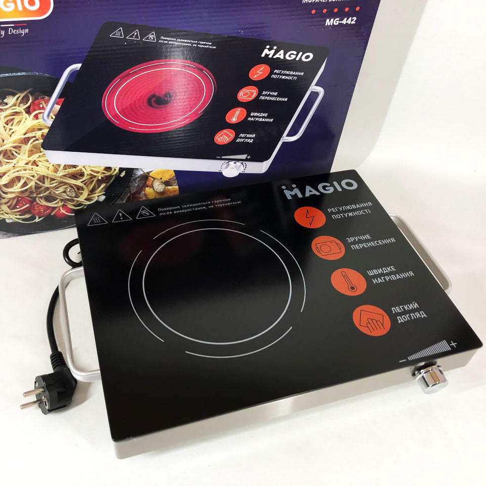 Настольная плита электрическая инфракрасная MAGIO MG-442 1500 Вт, электроплита инфракрасная настольная
