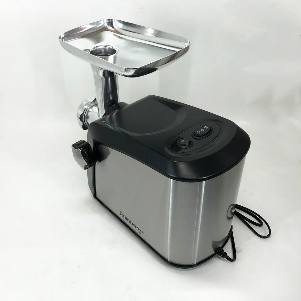 Электрическая мясорубка Rainberg RB-673 с соковыжималкой и шинковкой 9 насадок 3000W с реверсом