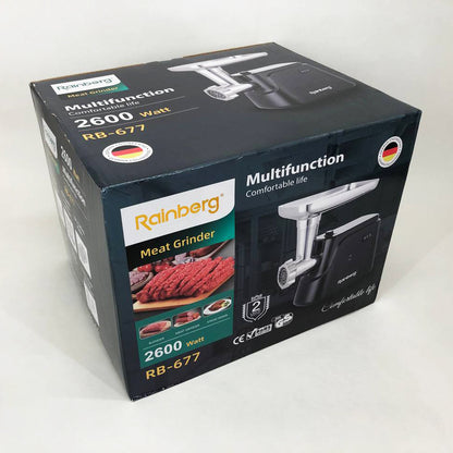 Электрическая мясорубка Rainberg RB-677 2600 Вт с насадкой для колбас, мясорубка с металлическим редуктором
