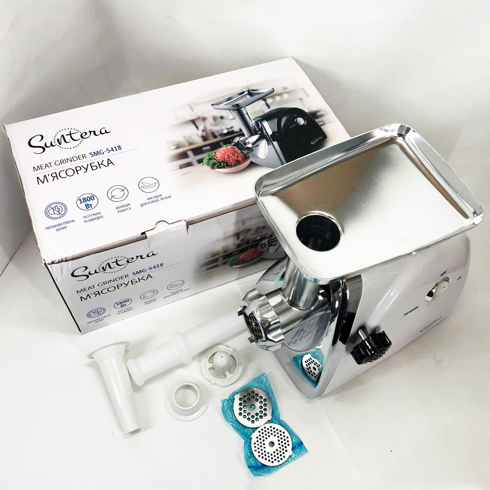Мясорубка Suntera SMG-5418W, электромясорубка для дома, мясорубка с металлическим редуктором