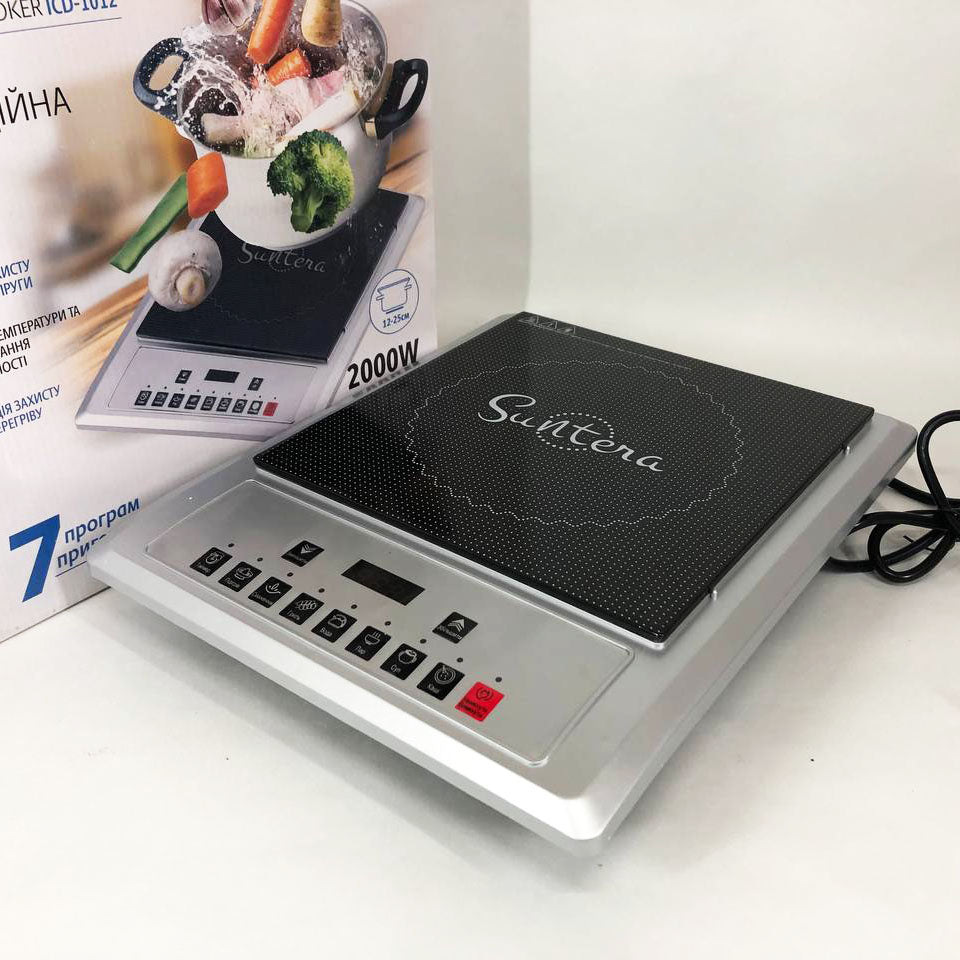 Плитка индукционная Suntera ICD-1012, 2000 Вт, индукционная плита мини, электроплита инфракрасная