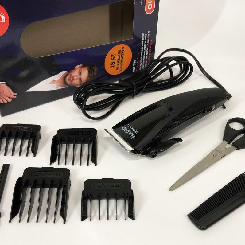 Машинка для стрижки MAGIO МG-584 керамика, Окантовочная машинка, Электробритва с насадками для бороды