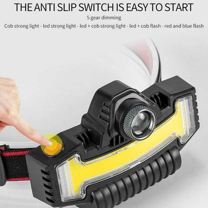 Налобный фонарик Bailong BL-W685-LTS+COB+RGB, 5 режимов, водостойкий, ударостойкий, USB кабель Type-c