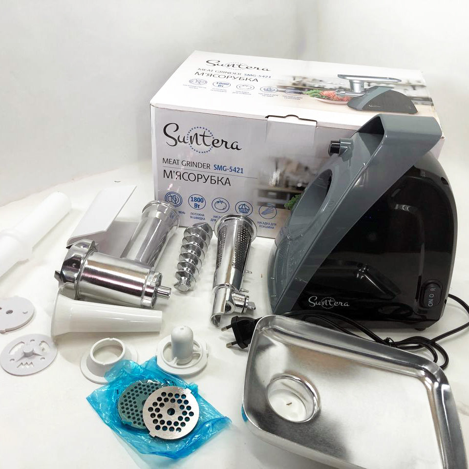 Мясорубка Suntera SMG-5421B 1800 Вт, мясорубка электрическая для мяса, мясорубка для домашней колбасы