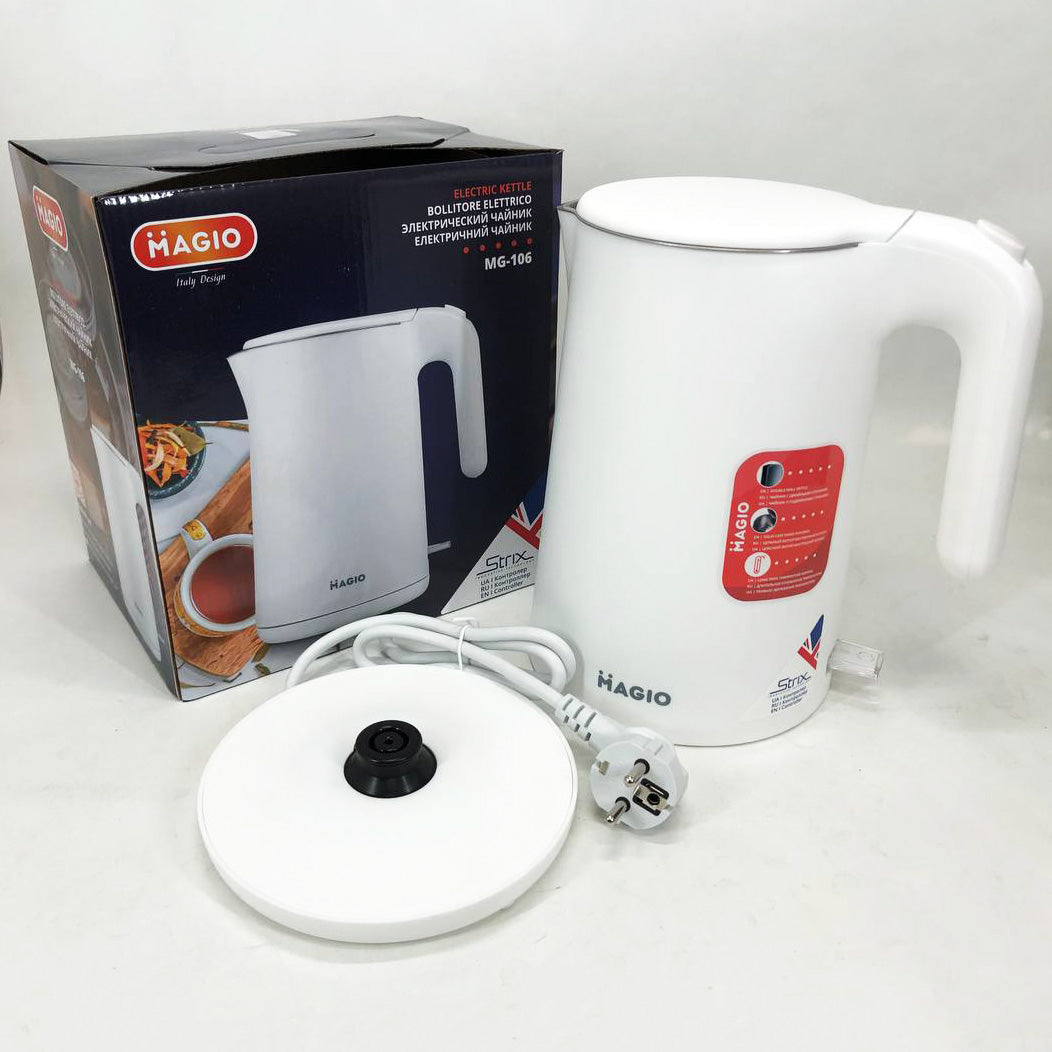 Электрочайник MAGIO MG-106, дисковый 1.5Л, стильный электрический чайник, маленький электрочайник