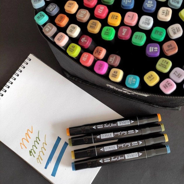 Набор скетч маркеров для рисования Touch 120 шт двусторонние профессиональные фломастеры для художников