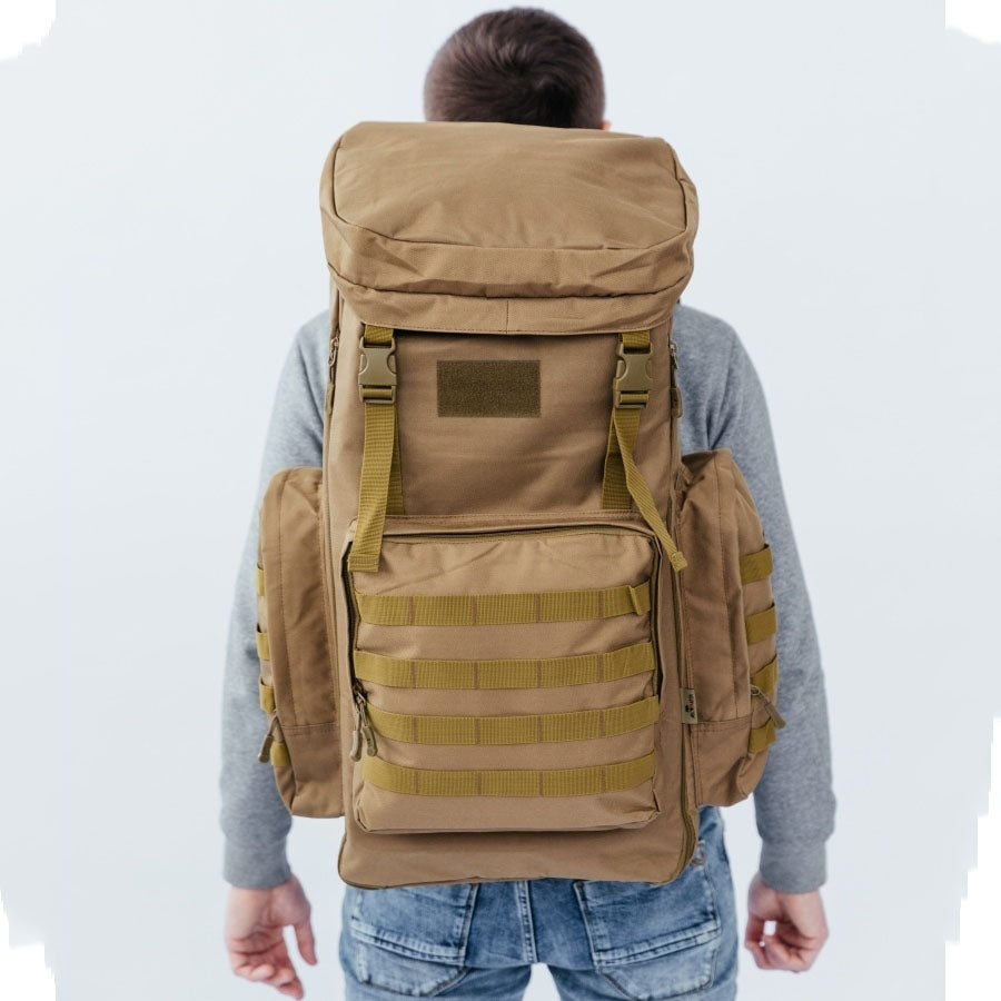 Армейский рюкзак тактический 70 л  + Подсумок  Водонепроницаемый туристический рюкзак. Цвет: койот