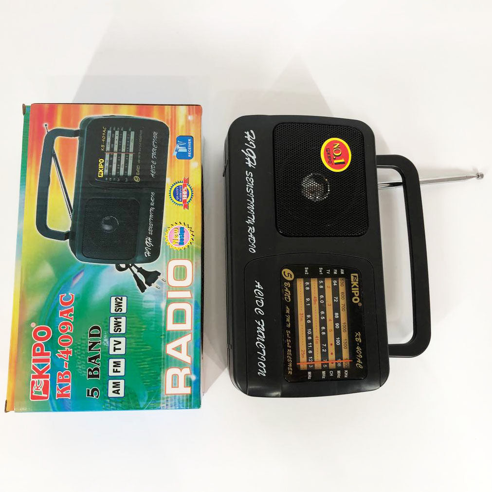 Радіоприймач Kipo KB-409AC потужний радіо FM c usb живлення від батарейки R20 або від мережі Чорний