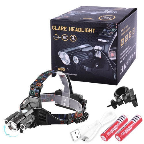 Фонарь налобный W602-T6-2XPE Bike с велокреплением 2x18650, светодиодный фонарь на лоб, сверхмощный