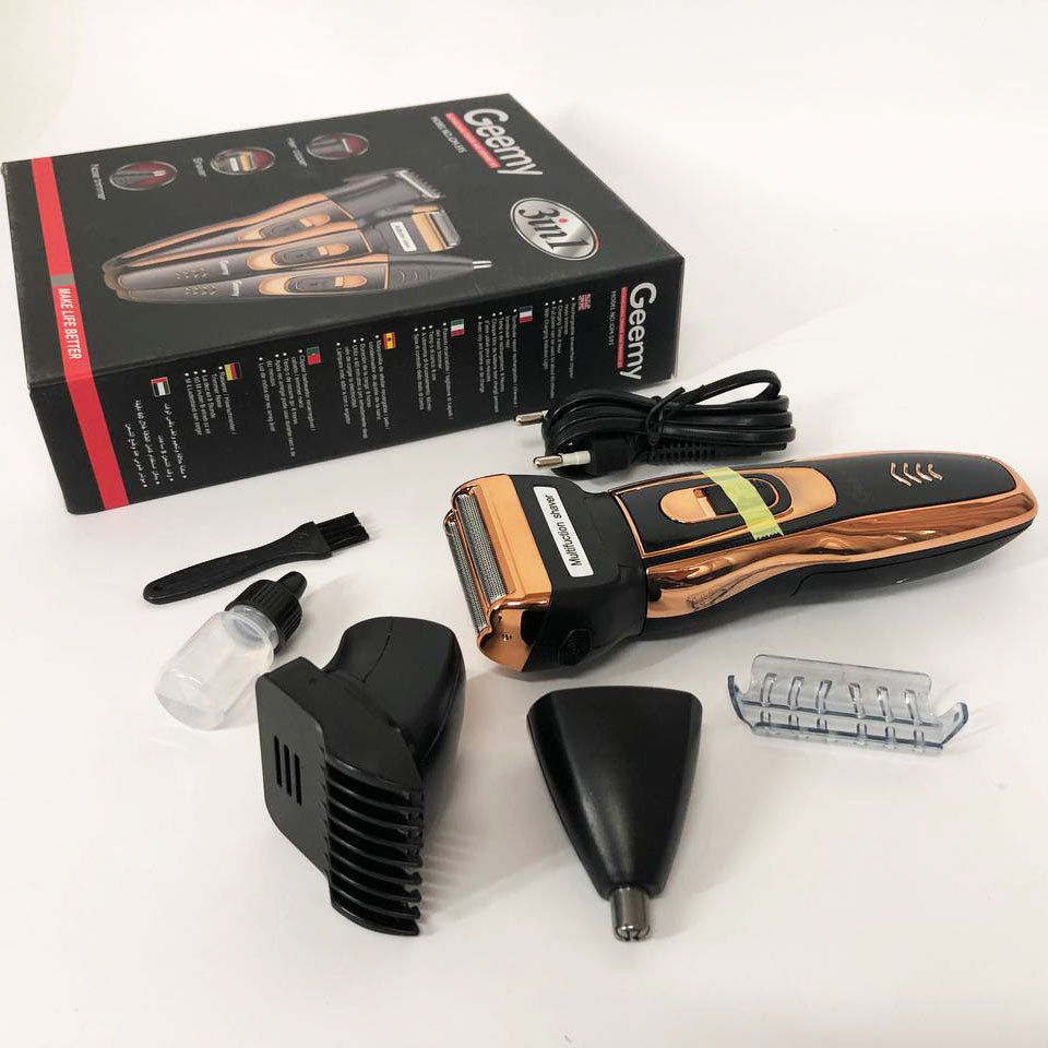 Электробритва сеточная и триммер для бороды GEMEI/Geemy GM-595 с аккумулятором. Цвет: золотой