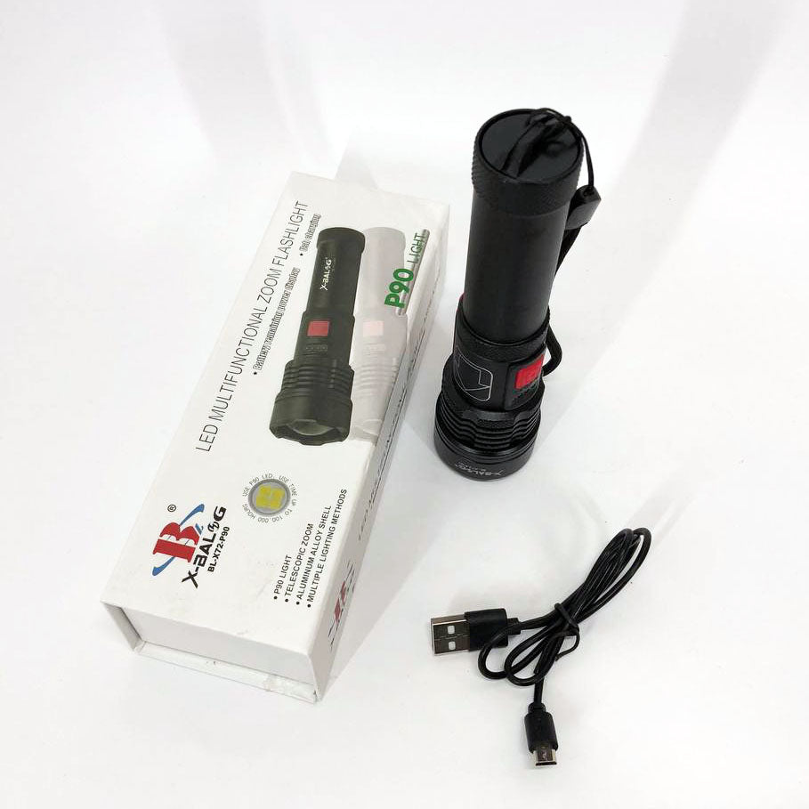 Фонарик светодиодный с аккумулятором X-Balog BL-X72-P90, фонарь ручной мощный, тактичный фонарь