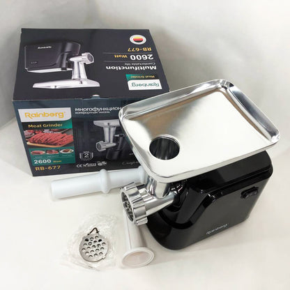 Электрическая мясорубка Rainberg RB-677 2600 Вт с насадкой для колбас, мясорубка с металлическим редуктором