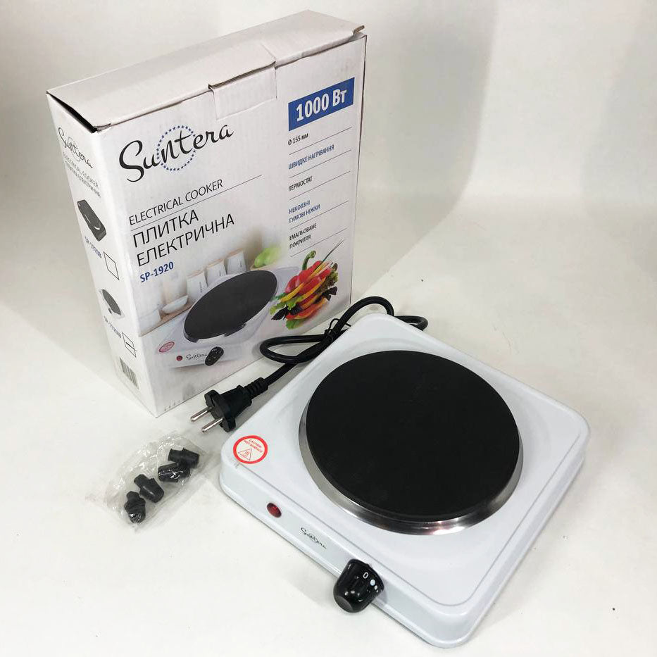 Плита электрическая Suntera SP-1920, электроплита настольная одноконфорочная. Цвет: белый