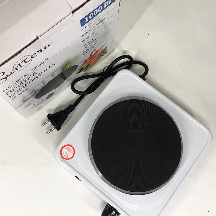 Плита электрическая Suntera SP-1920, электроплита настольная одноконфорочная. Цвет: белый