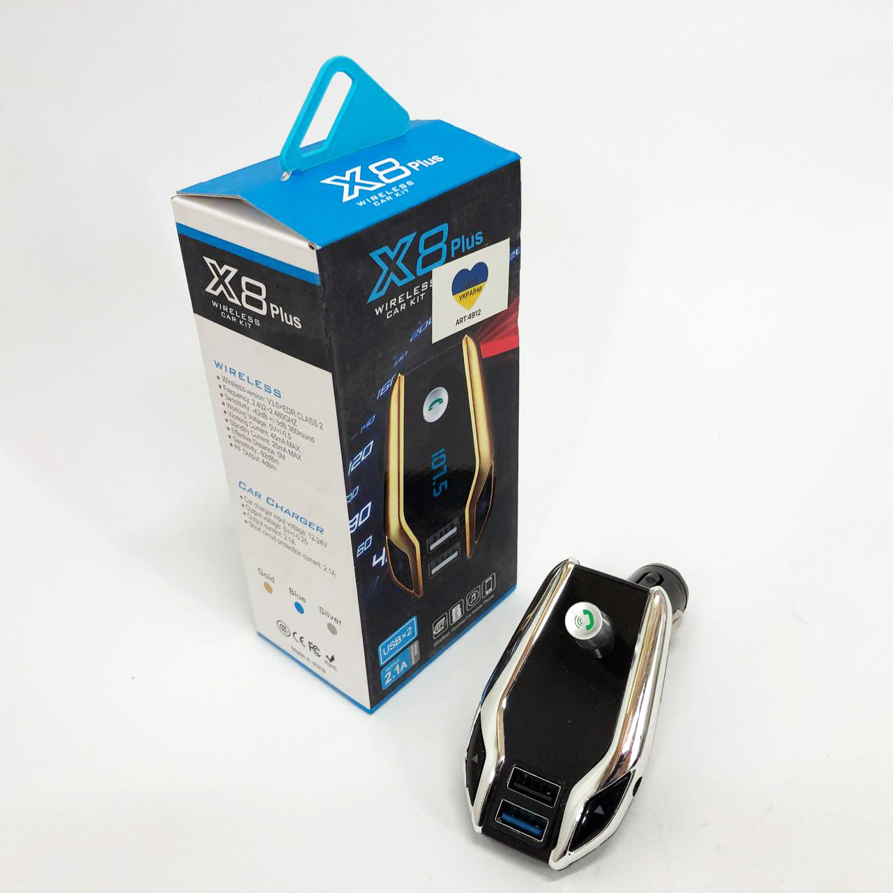 Автомобильный Fm модулятор Bluetooth FM X8 plus, Фм модулятор с флешкой от прикуривателя