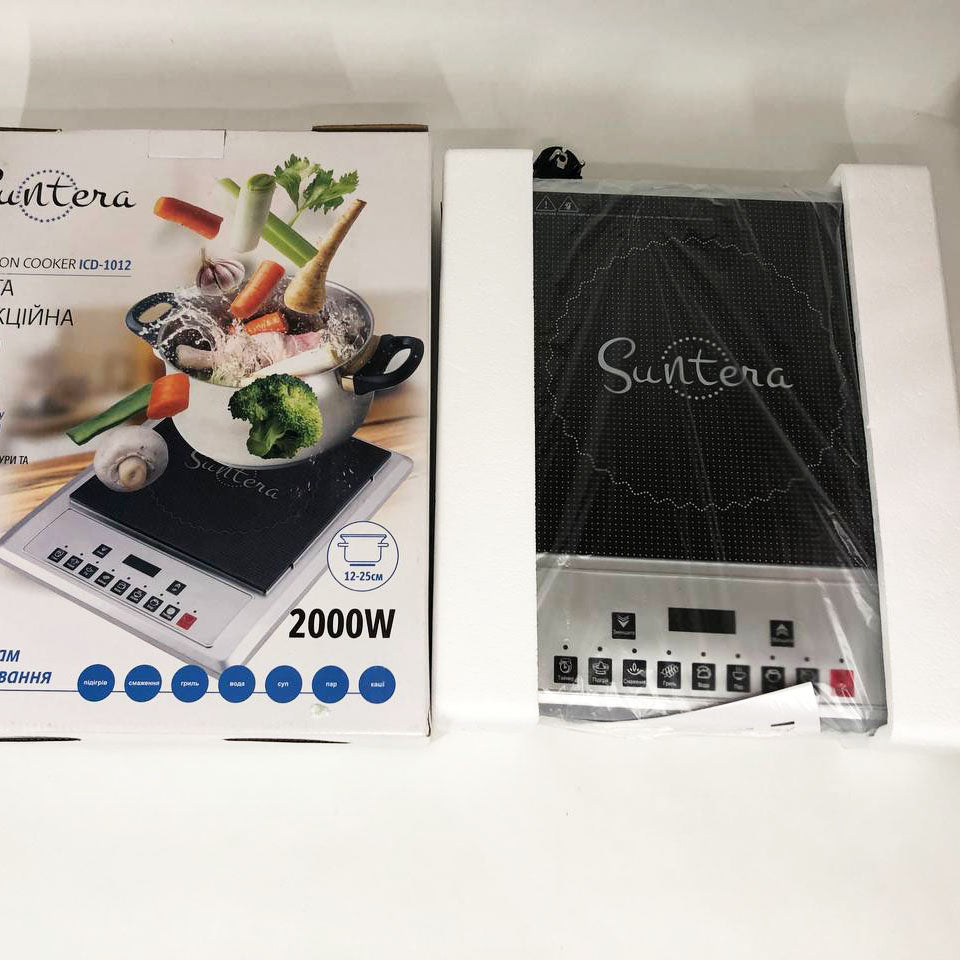 Плитка индукционная Suntera ICD-1012, 2000 Вт, индукционная плита мини, электроплита инфракрасная