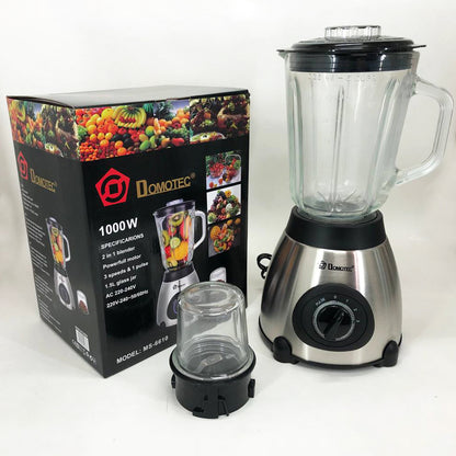 Блендер с кофемолкой 2 в 1 Domotec MS-6610 чаша из стекла 1000 Вт, переносной, блендер чаша измельчитель