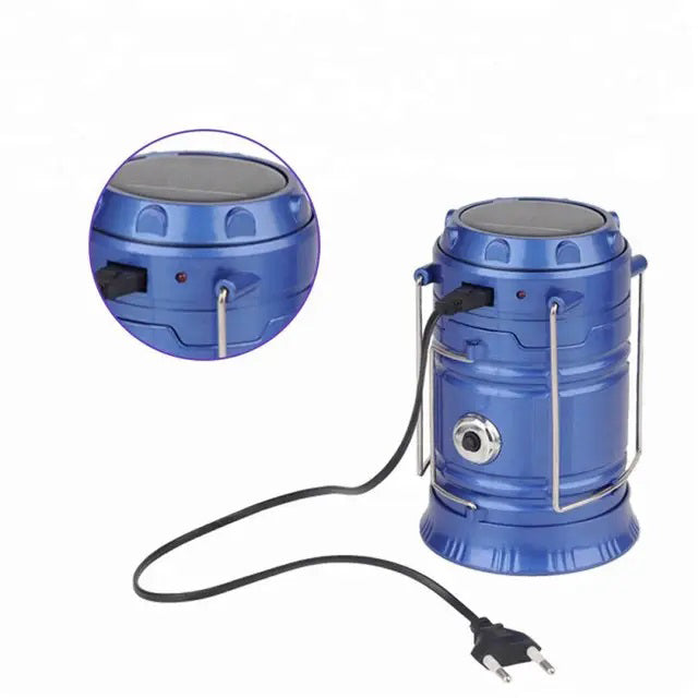 Туристический фонарь-лампа на солнечной батарее с функцией павербанка CAMPING MH-5800T. Цвет: синий