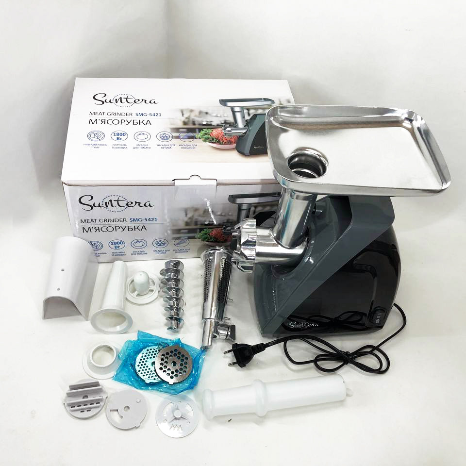 Мясорубка Suntera SMG-5421B 1800 Вт, мясорубка электрическая для мяса, мясорубка для домашней колбасы