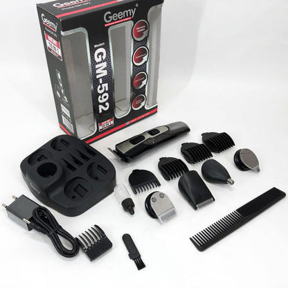 Машинка для стрижки 10в1 GEMEI GM-592, тример для бороды, триммер беспроводной. Цвет: черный