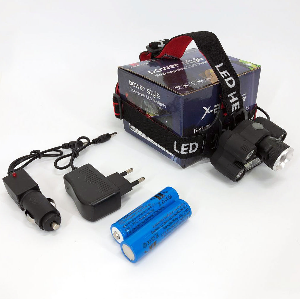 Фонарик налобный Bailong BL-T64-T6+4XPE, светодиодный фонарь на лоб, мощный налобный фонарь для рыбалки