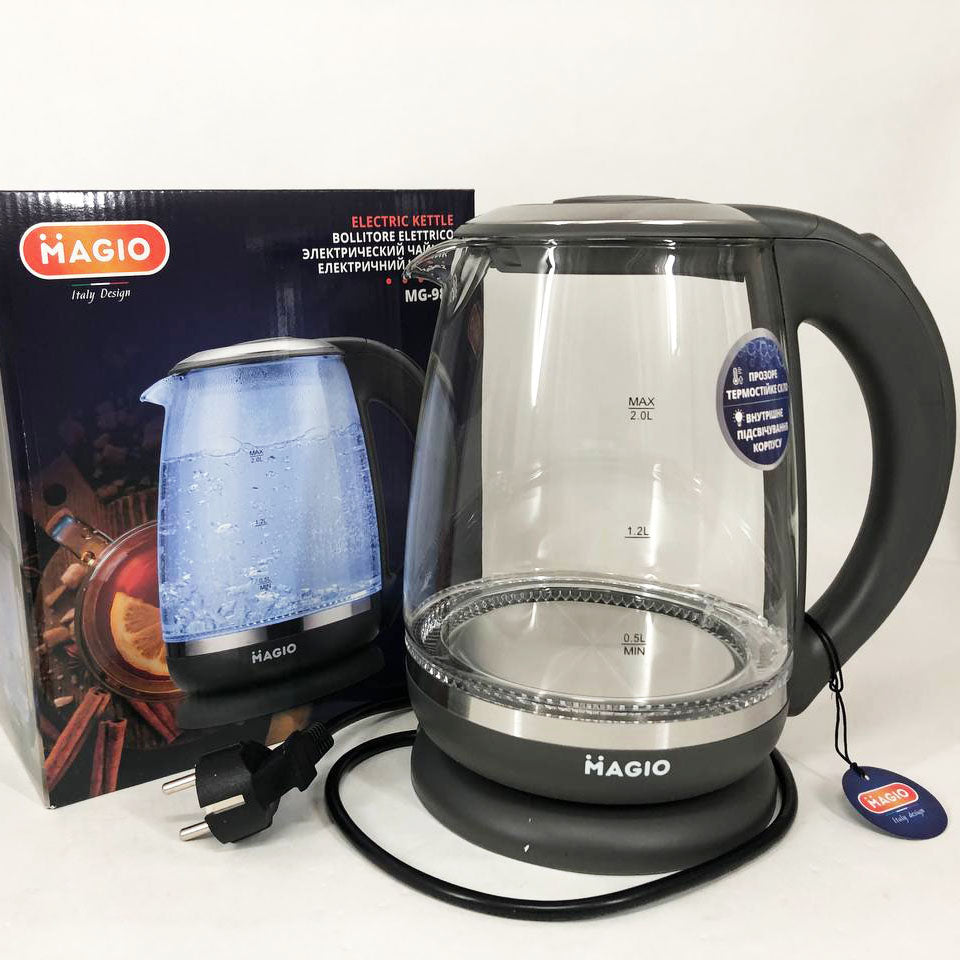 Электрочайник 2 л Magio MG-982 2200 Вт, электрочайники с подсветкой, Чайник дисковый, хороший электрический