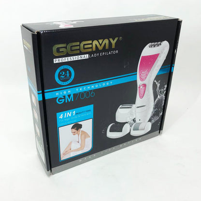 Эпилятор Gemei GM-7006 4в1 - Профеcсиональный беспроводной эпилятор бритва с насадками триммер + пемза