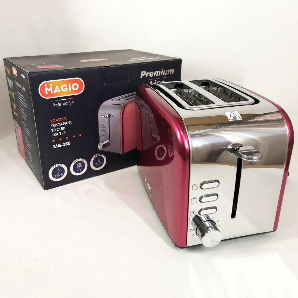 Тостер Magio MG-286, тостер для 2 гренок, электрический горизонтальный тостер