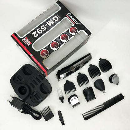 Машинка для стрижки 10в1 GEMEI GM-592, тример для бороды, триммер беспроводной. Цвет: черный