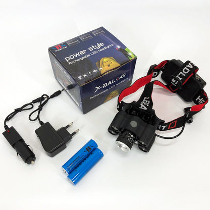 Фонарик налобный Bailong BL-T64-T6+4XPE, светодиодный фонарь на лоб, мощный налобный фонарь для рыбалки