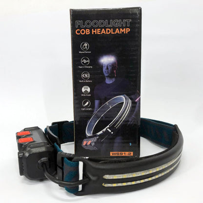 Фонарь налобный аккумуляторный BL-W691-2COB (white/red/RGB) с датчиком движения, мощный налобный фонарь