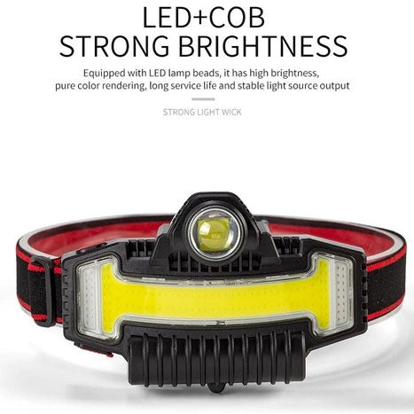 Налобный фонарик Bailong BL-W685-LTS+COB+RGB, 5 режимов, водостойкий, ударостойкий, USB кабель Type-c