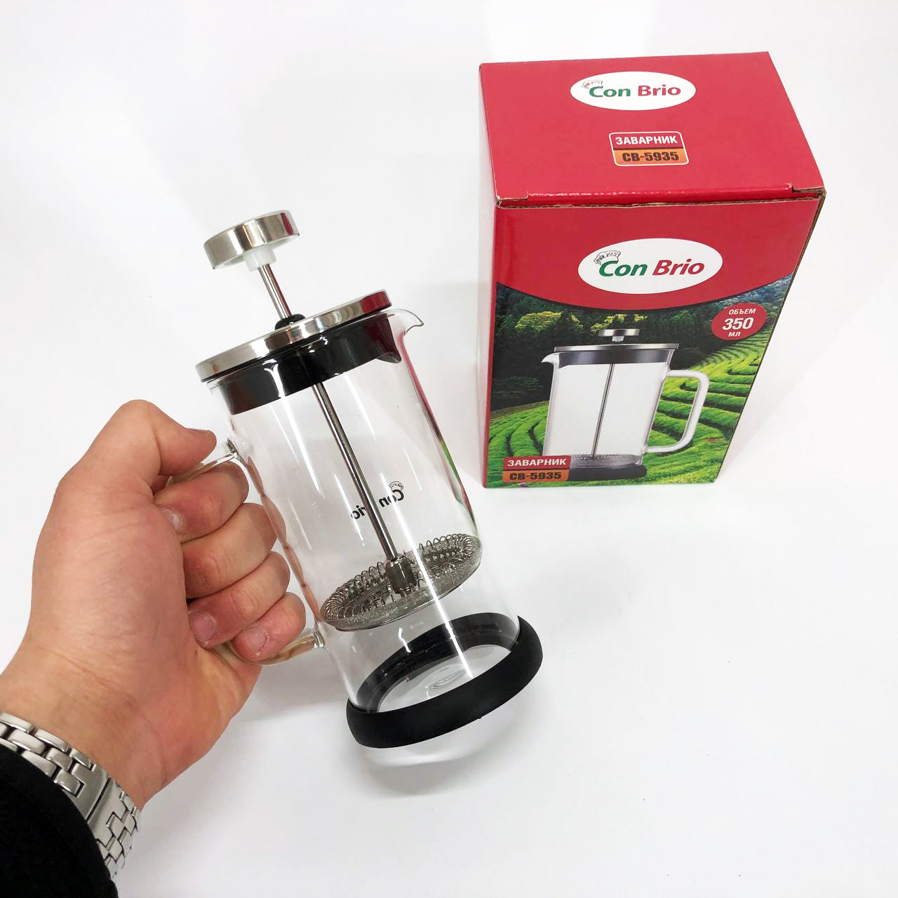 Френч-пресс Con Brio CB-5935 350 мл, Френч пресс стеклянный на кухню, Френч прессы стекло