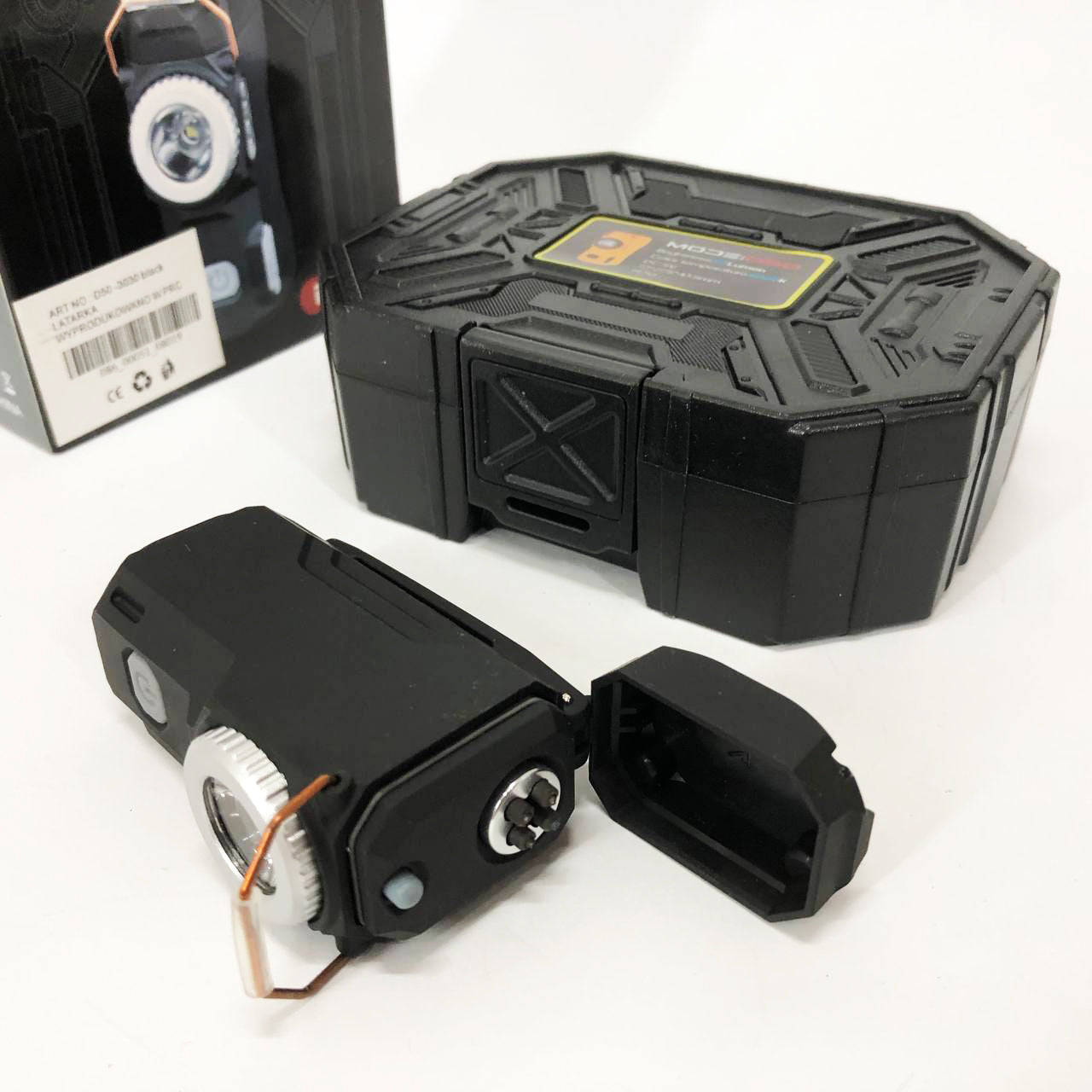 Багатофункціональний армійський ліхтар D50-SMD - індикація заряду, запальничка. Колір: чорний