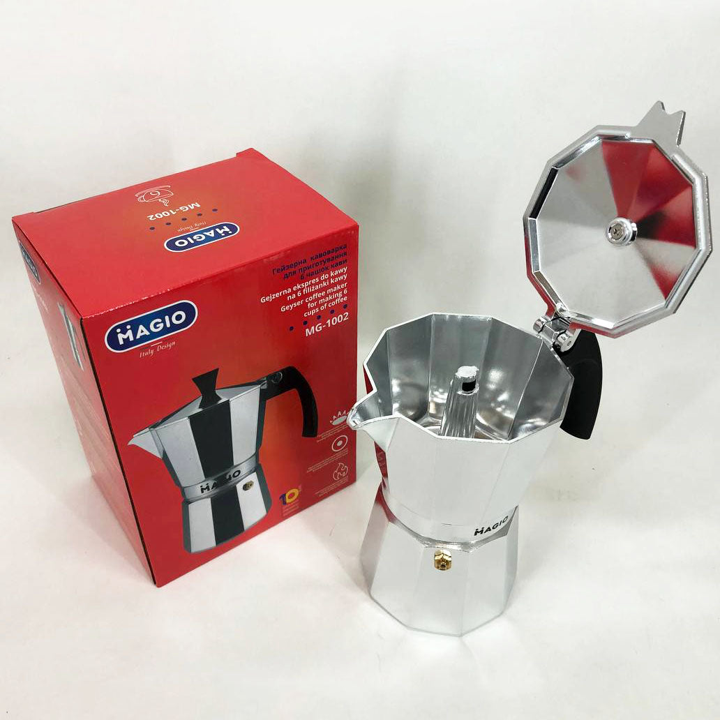 Гейзерная кофеварка Magio MG-1002 300 мл, гейзер для кофе, кофеварка гейзерного типа, кофеварка для дома