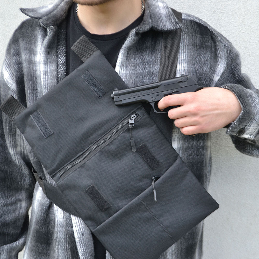 Мужская сумка через плечо кожа, Сумка кобура наплечная, Сумка для скрытого ношения пистолета