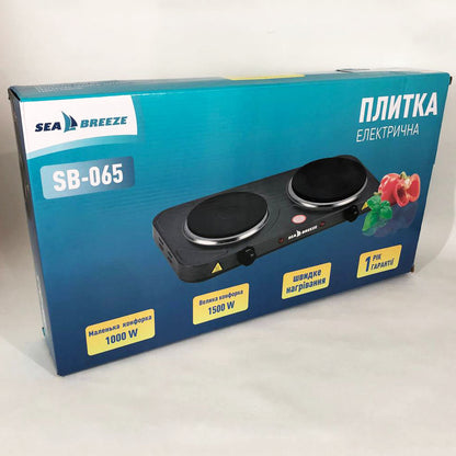 Настольная плита электрическая Sea Breeze SB-065 2500 Вт Электроплита двойная, двухконфорочная настольная