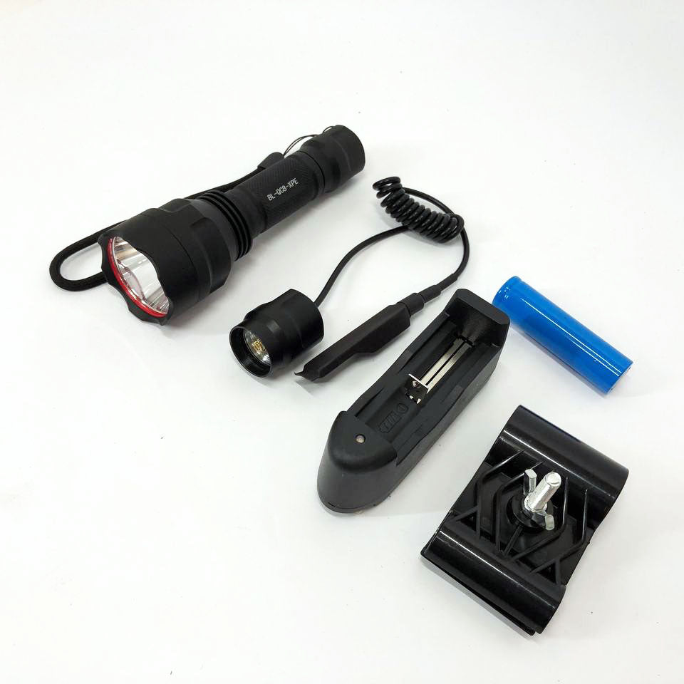 Тактический подствольный фонарь для охоты Bailong BL-QC8 XPE, сильный фонарик, фонарь ручной тактический