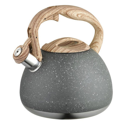 Чайник Unique со свистком UN-5306 2,7л мрамор, для газовых плит, чайник нержавейка. Цвет: темно-серый