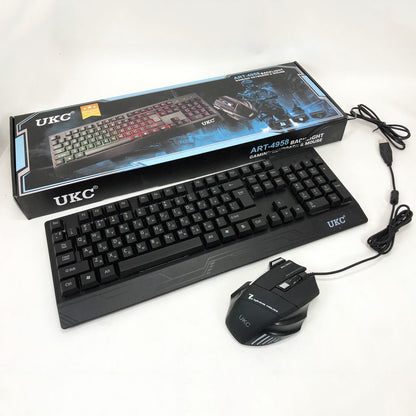 Клавиатура+мышка UKC с LED подсветкой от USB M-710, клавиатура игровая с подсветкой и мышкой